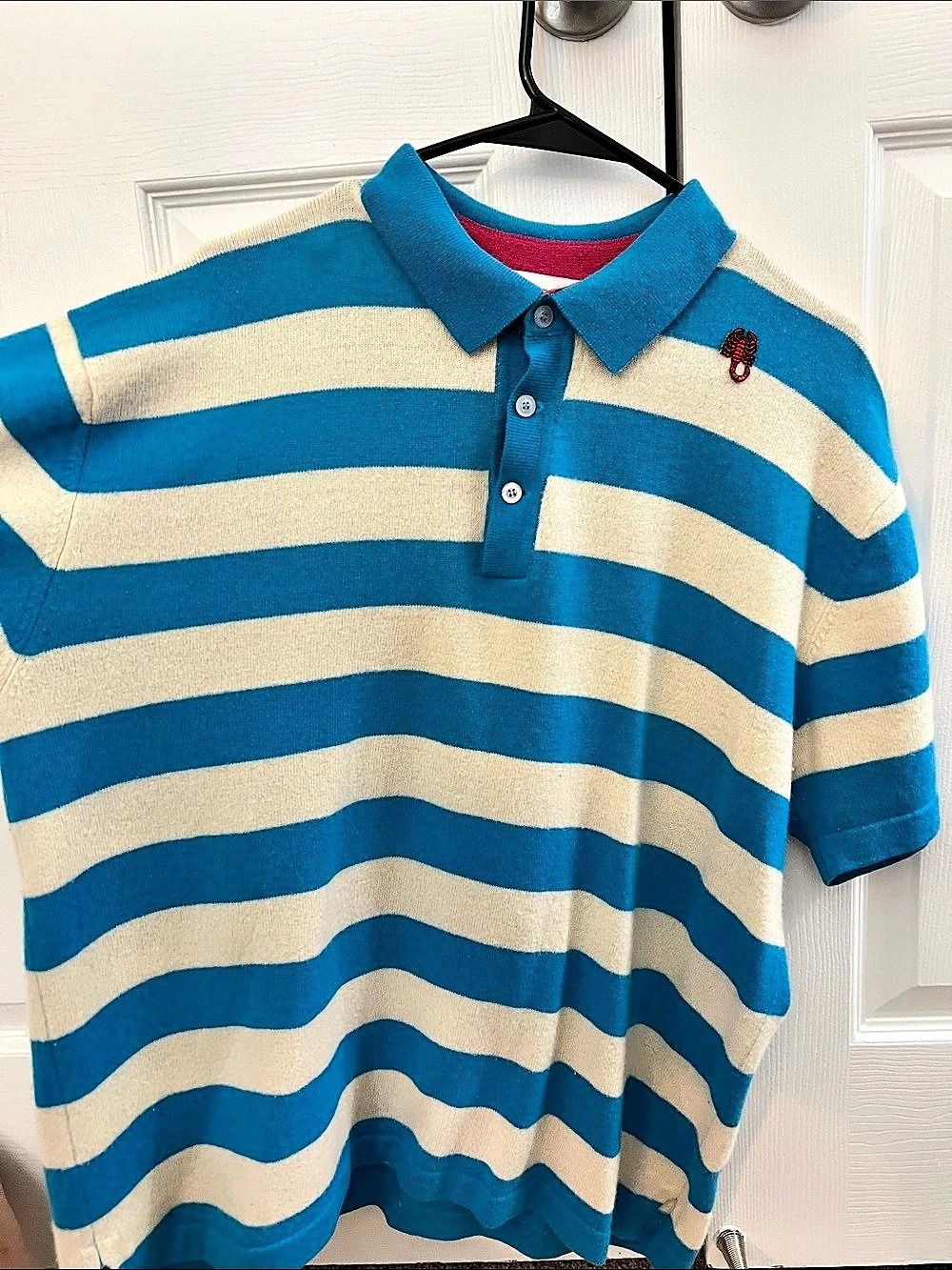 Bacca da Silva Striped Polo Blue & Cream